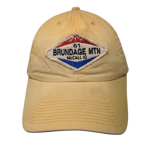 Brundage Mtn McCall ID Slideback Hat Yellow OSFA Adjustable Blue 84 - Picture 1 of 8